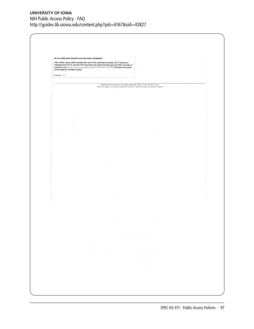 SPEC Kit 311: Public Access Policies (August 2009) page 97