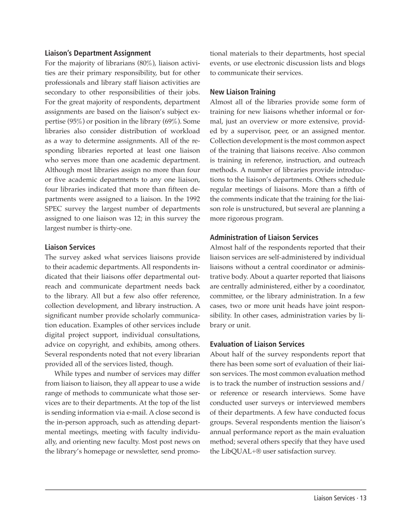 SPEC Kit 301: Liaison Services (October 2007) page 13