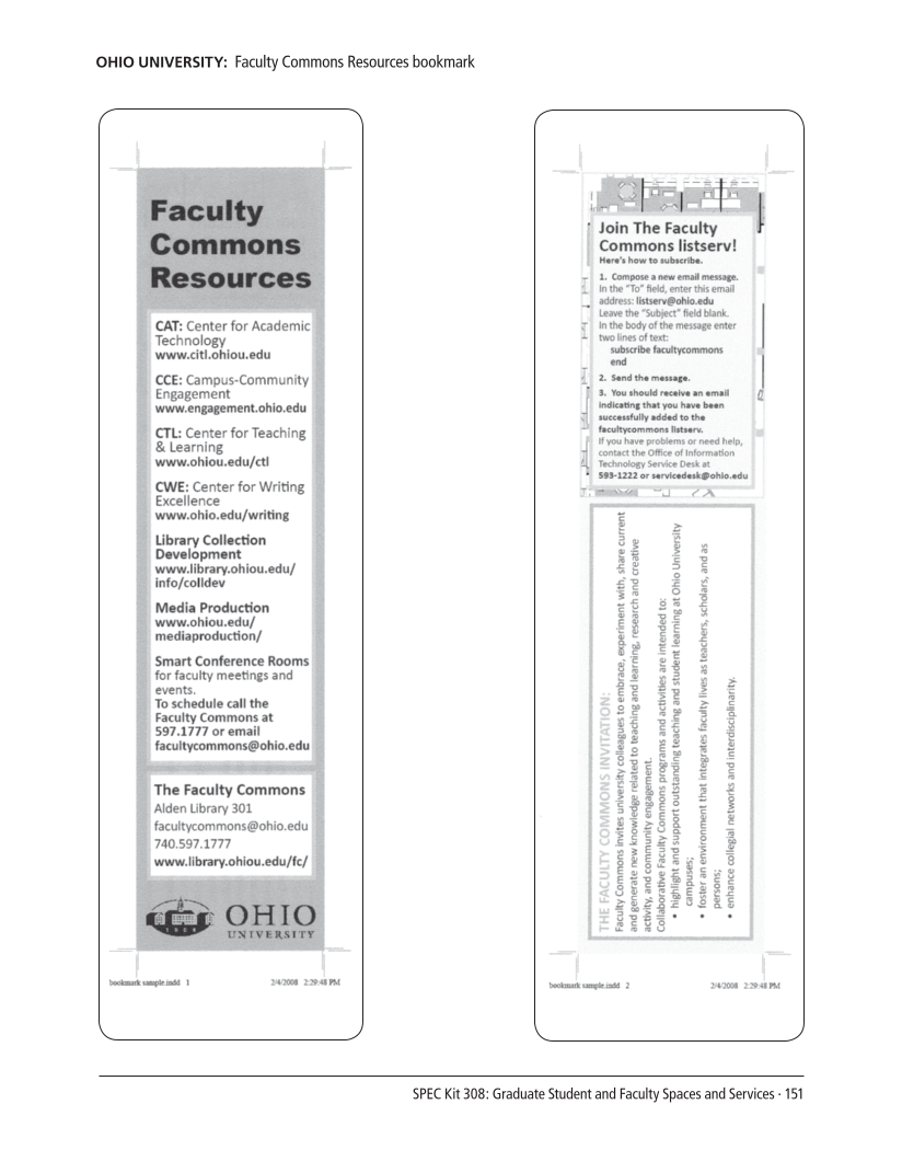 SPEC Kit 308: Graduate Student and Faculty Spaces and Services (November 2008) page 151