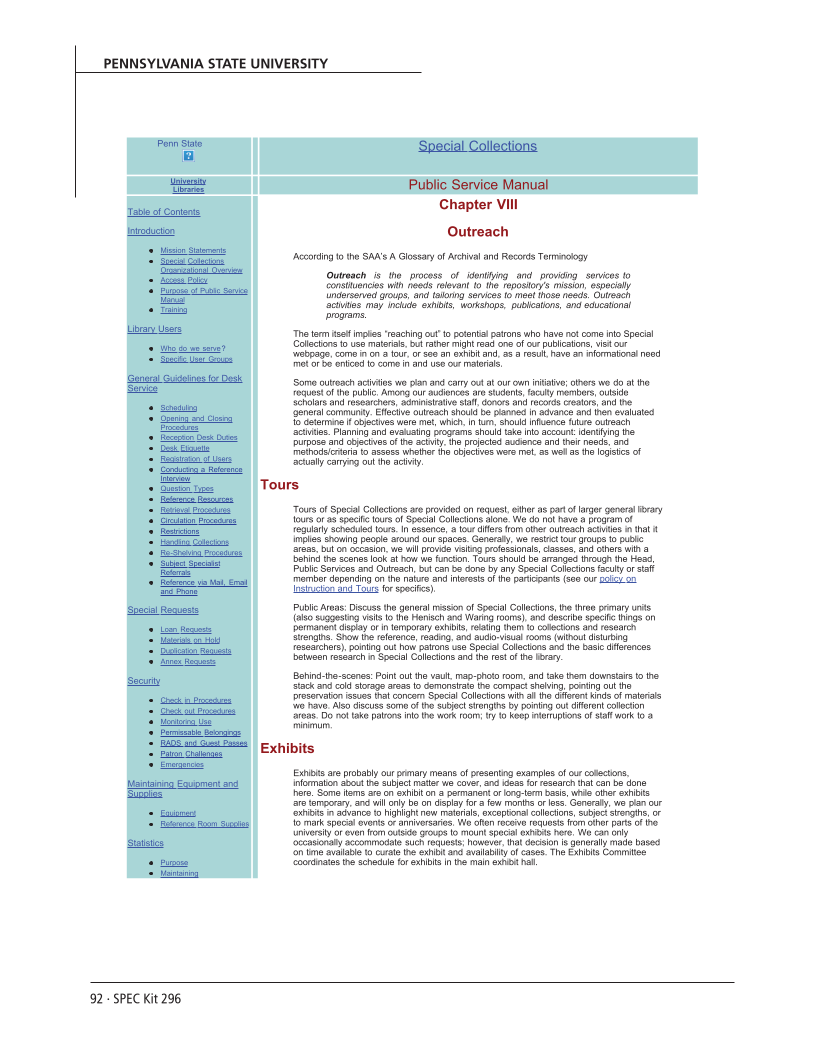 SPEC Kit 296: Public Services in Special Collections (November 2006) page 92
