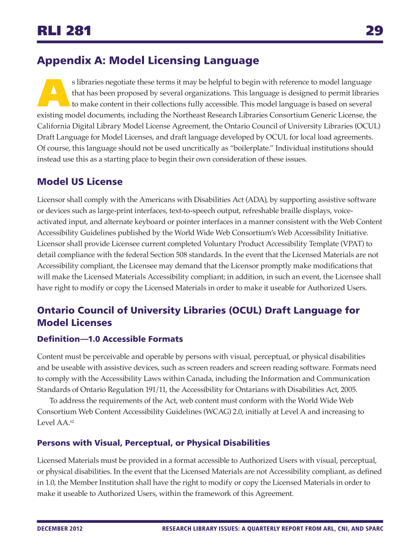 Research Library Issues, no. 281 (Dec. 2012): Special Issue on Services to Patrons with Print Disabilities page 29