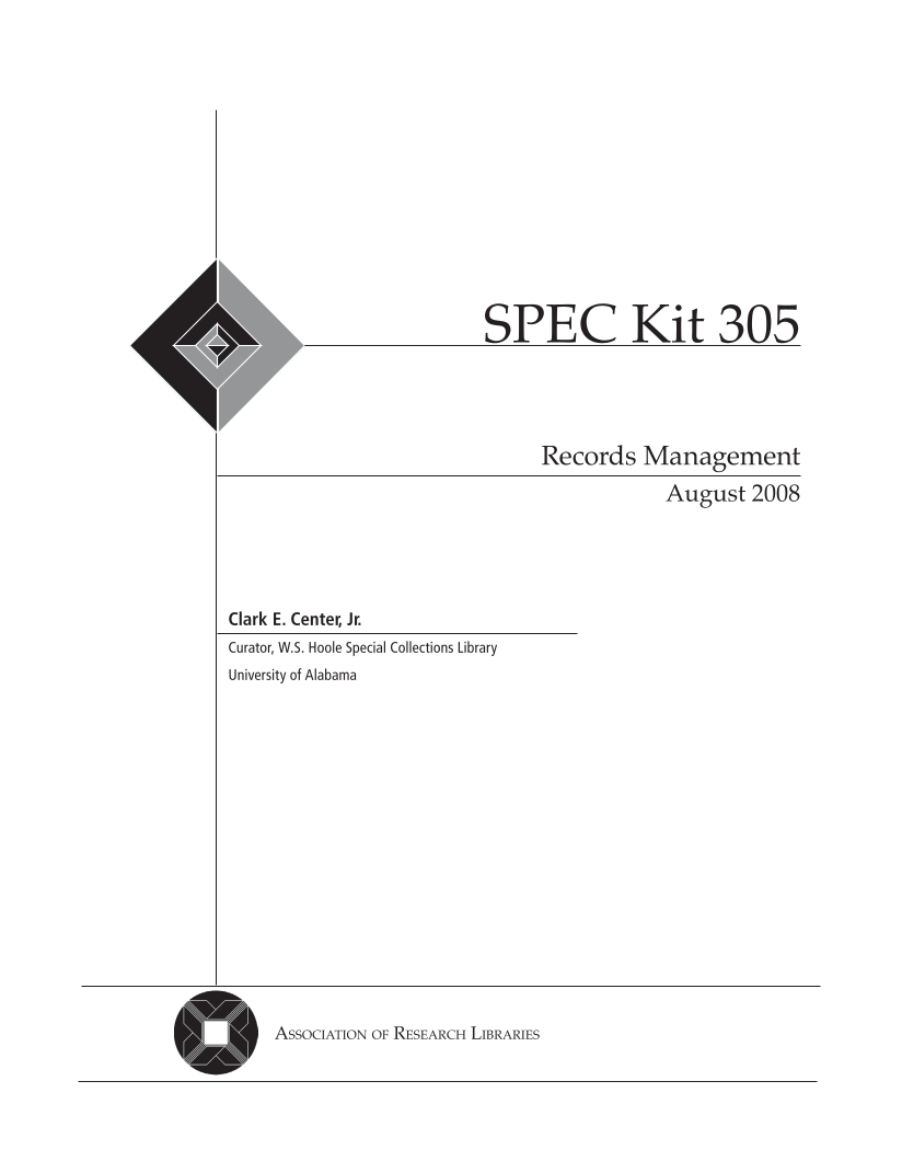 SPEC Kit 305: Records Management (August 2008) page 3