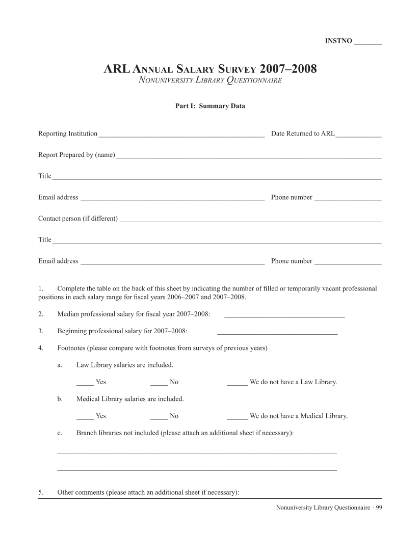 ARL Annual Salary Survey 2007–2008 page 99