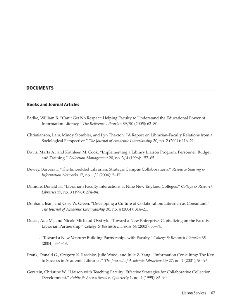 SPEC Kit 301: Liaison Services (October 2007) page 167