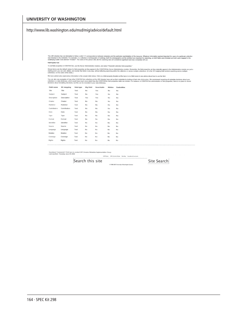 SPEC Kit 298: Metadata (July 2007) page 164