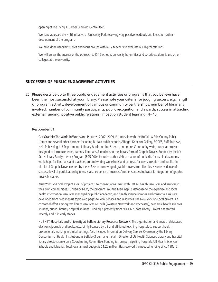 SPEC Kit 312: Public Engagement (September 2009) page 49