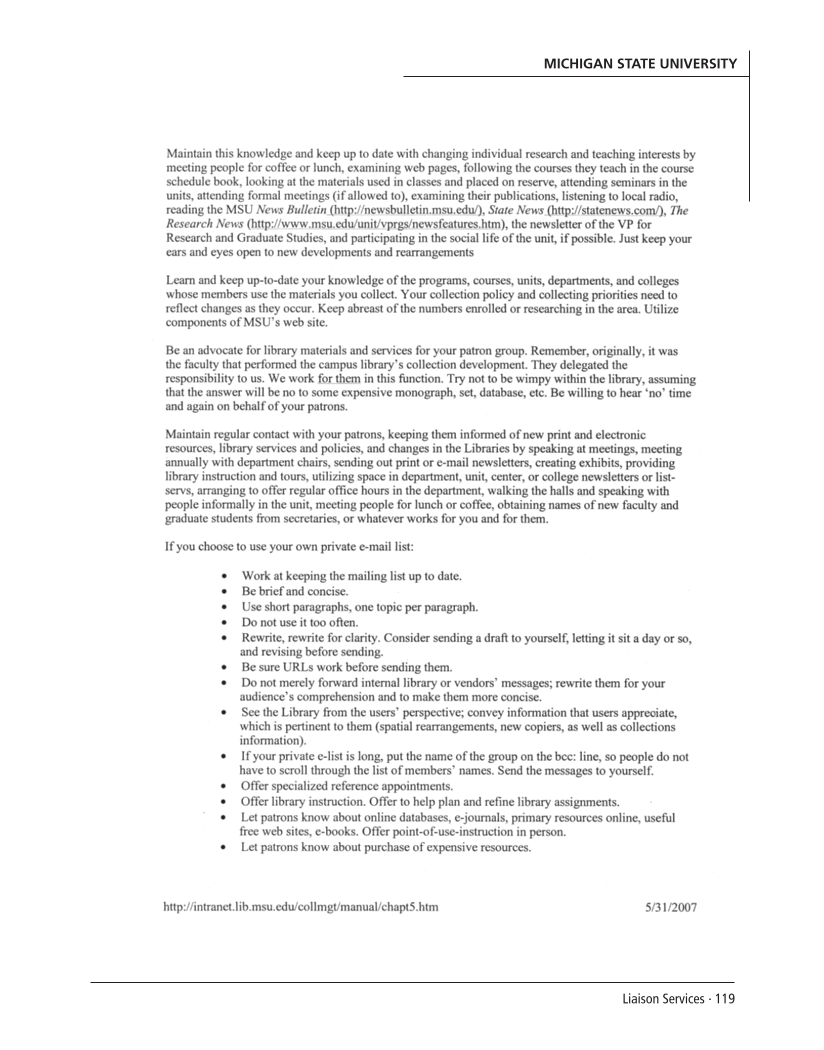 SPEC Kit 301: Liaison Services (October 2007) page 119