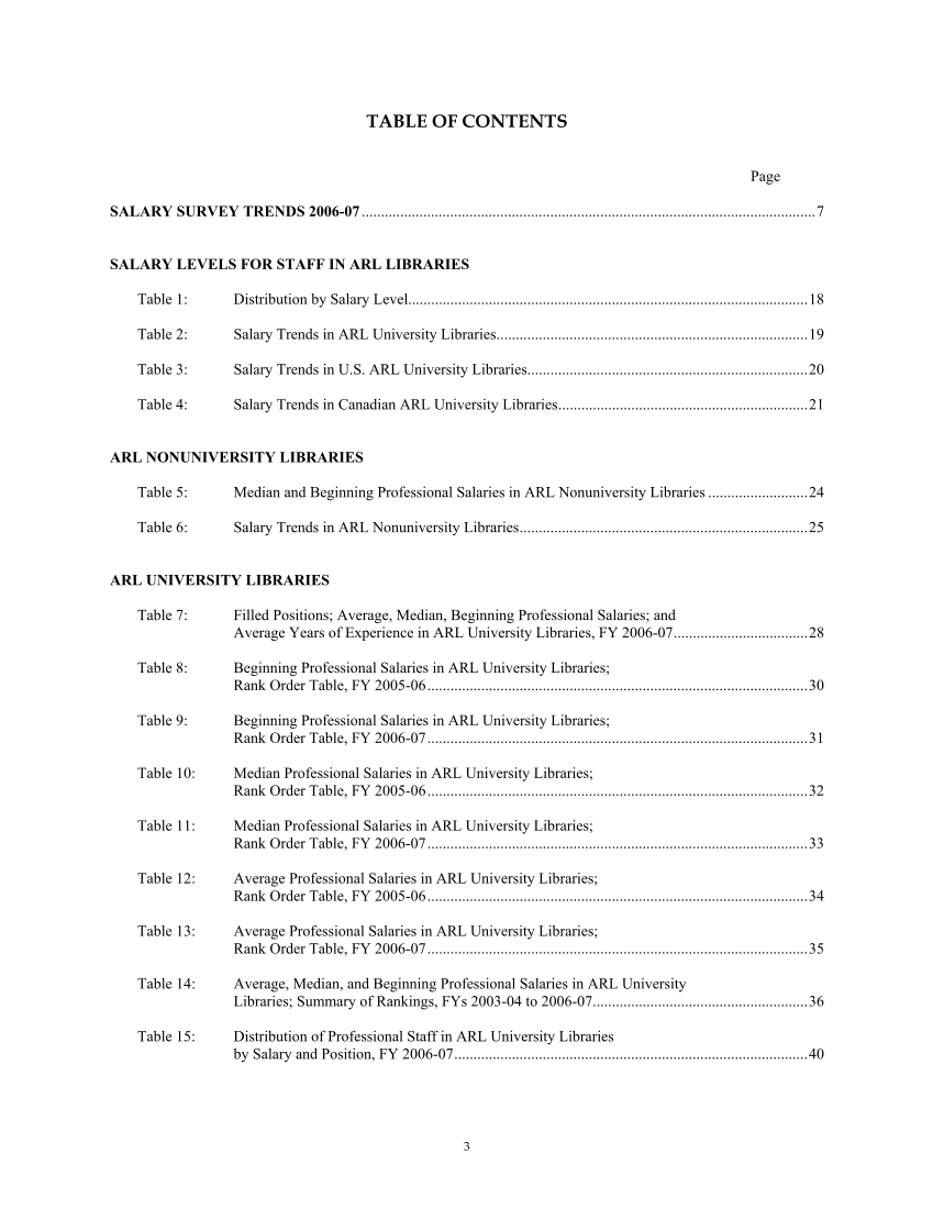 ARL Annual Salary Survey 2006–2007 page 3