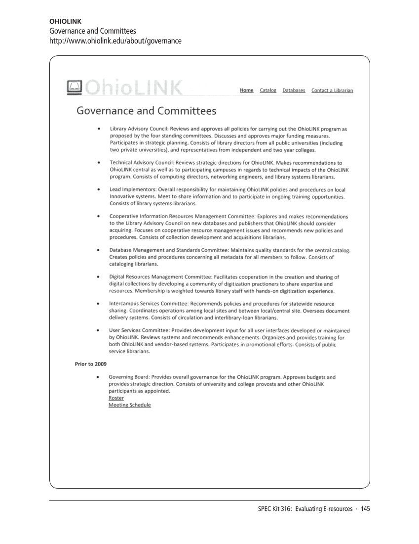 SPEC Kit 316: Evaluating E-resources (July 2010) page 145