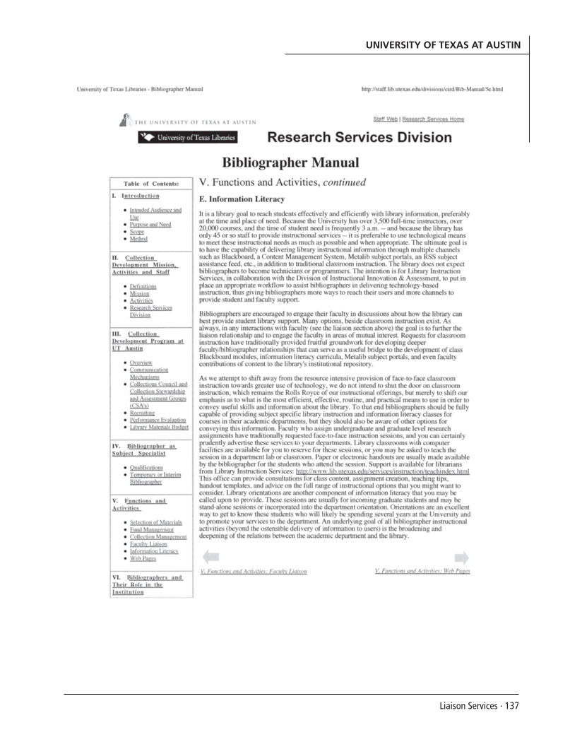 SPEC Kit 301: Liaison Services (October 2007) page 137