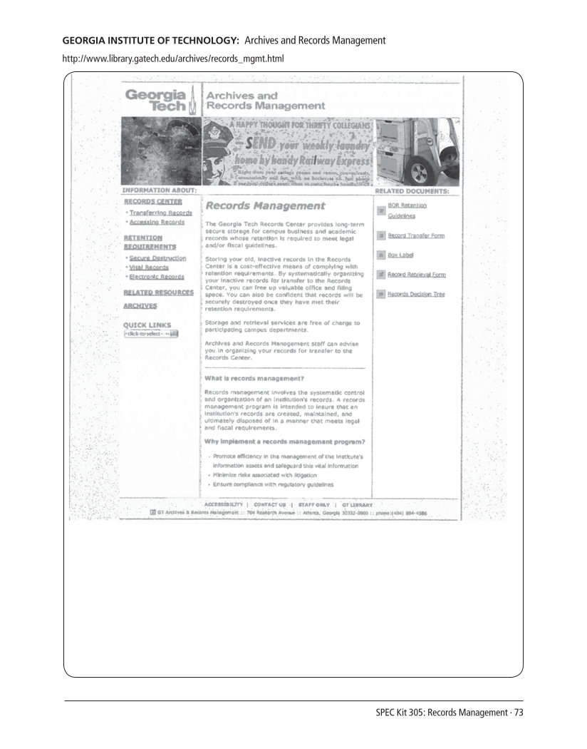 SPEC Kit 305: Records Management (August 2008) page 73