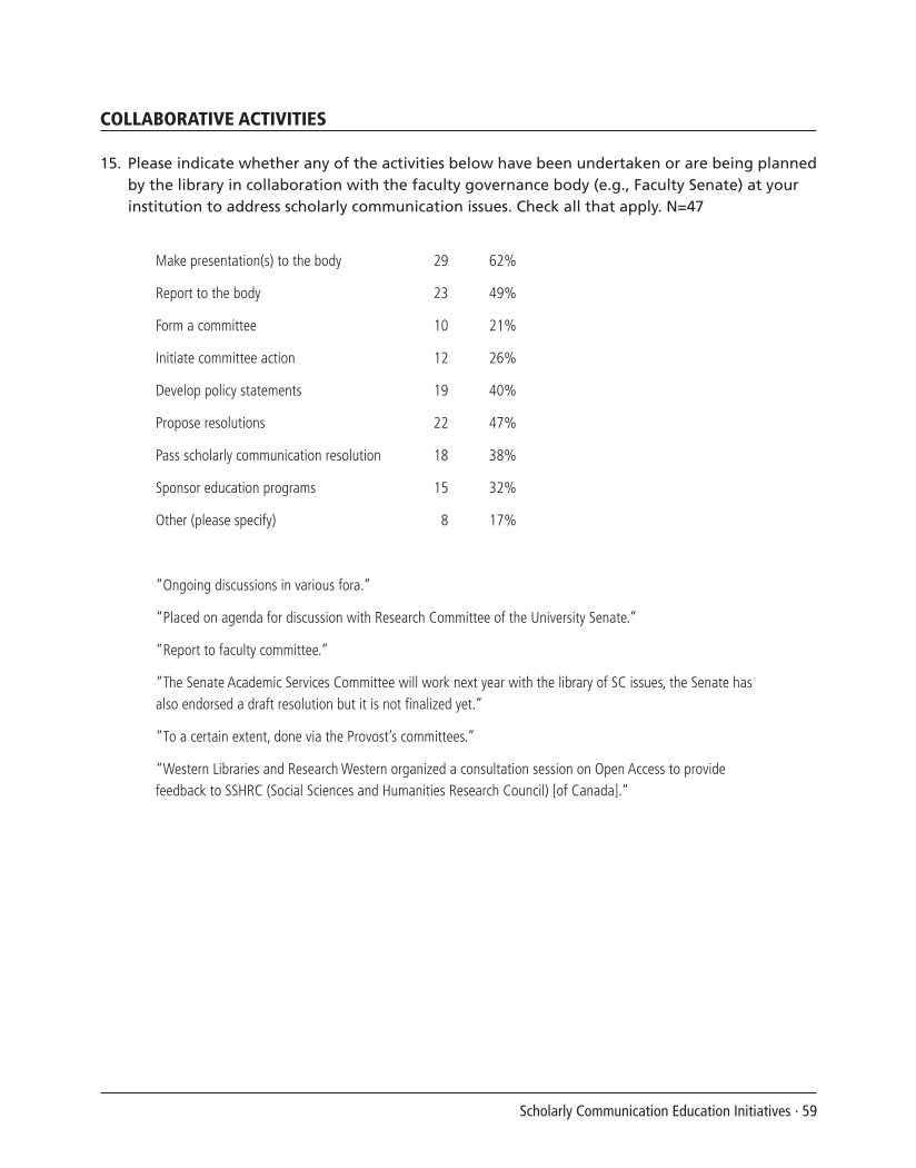 SPEC Kit 299: Scholarly Communication Education Initiatives (August 2007) page 59