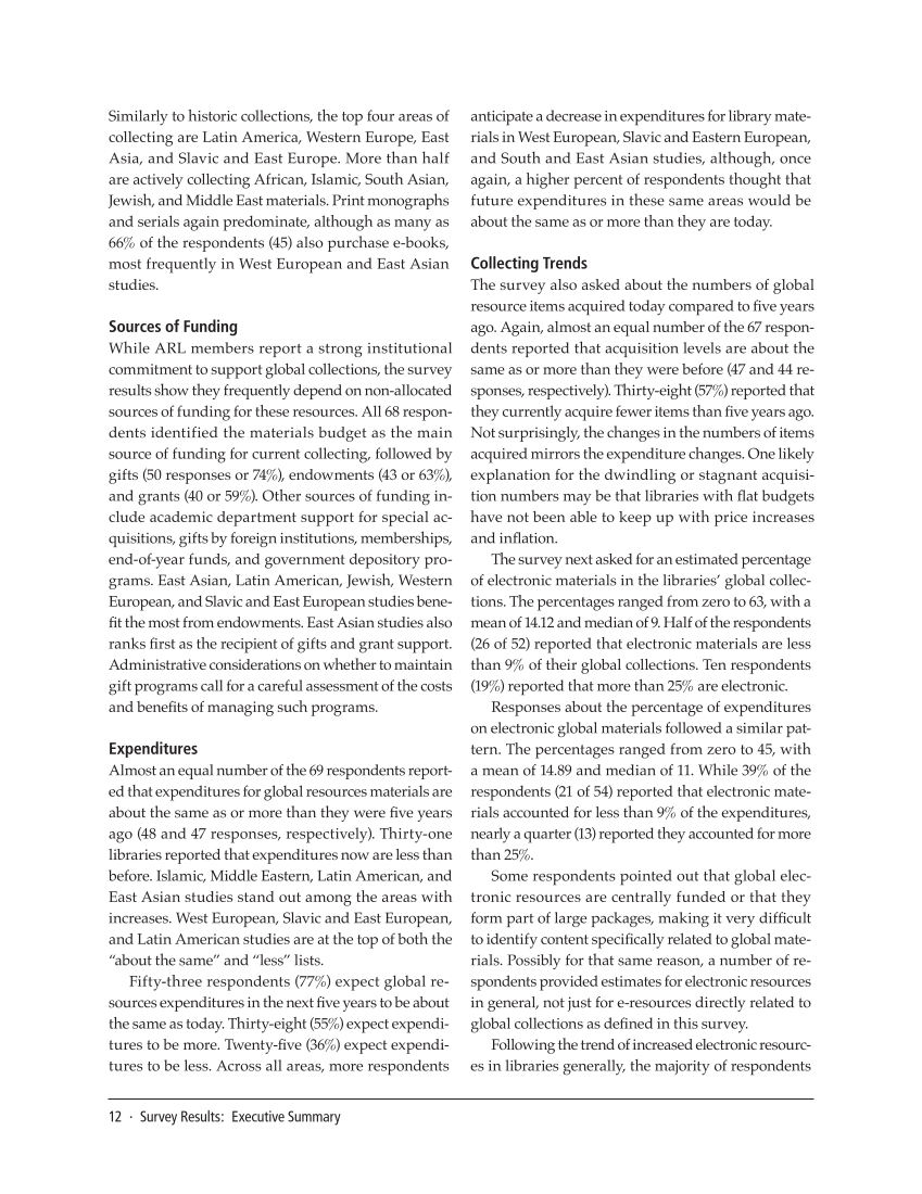 SPEC Kit 324: Collecting Global Resources (September 2011) page 12