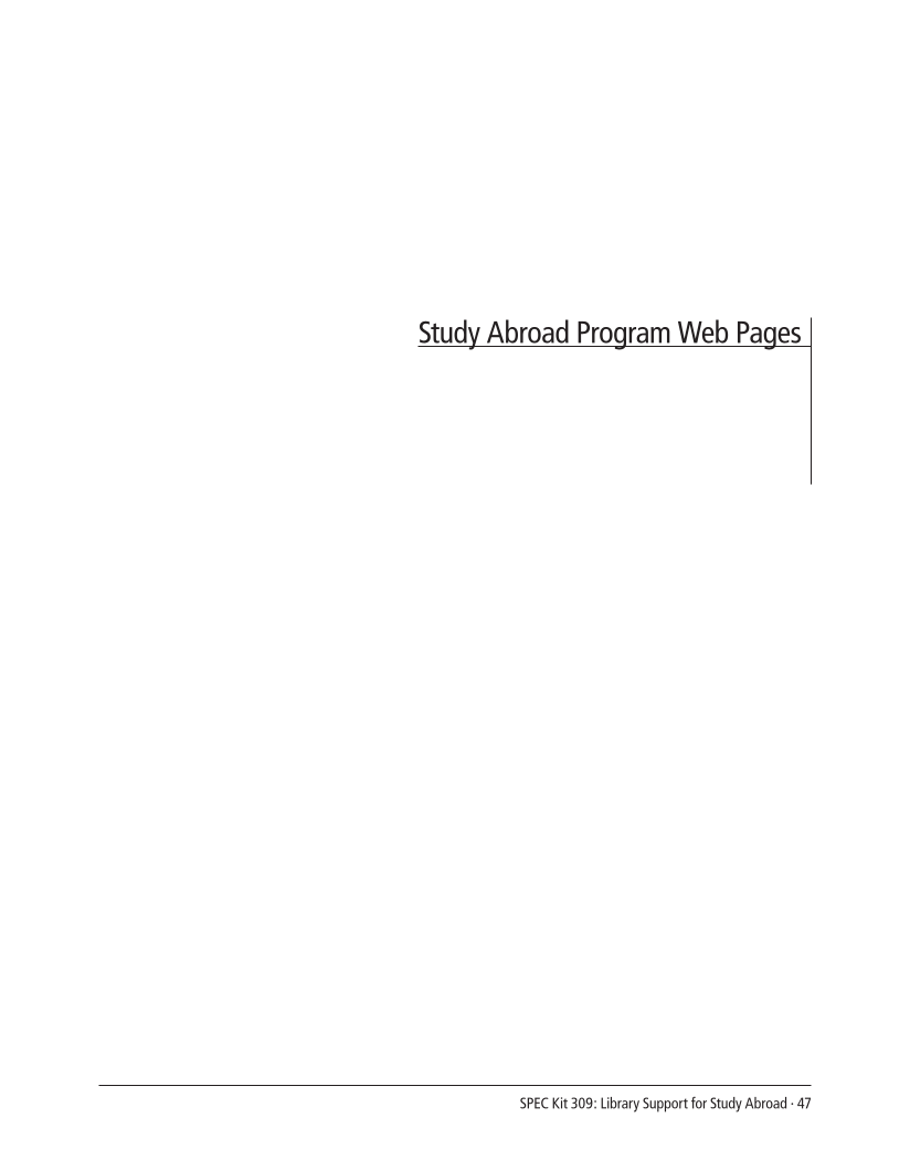 SPEC Kit 309: Library Support for Study Abroad (December 2008) page 47