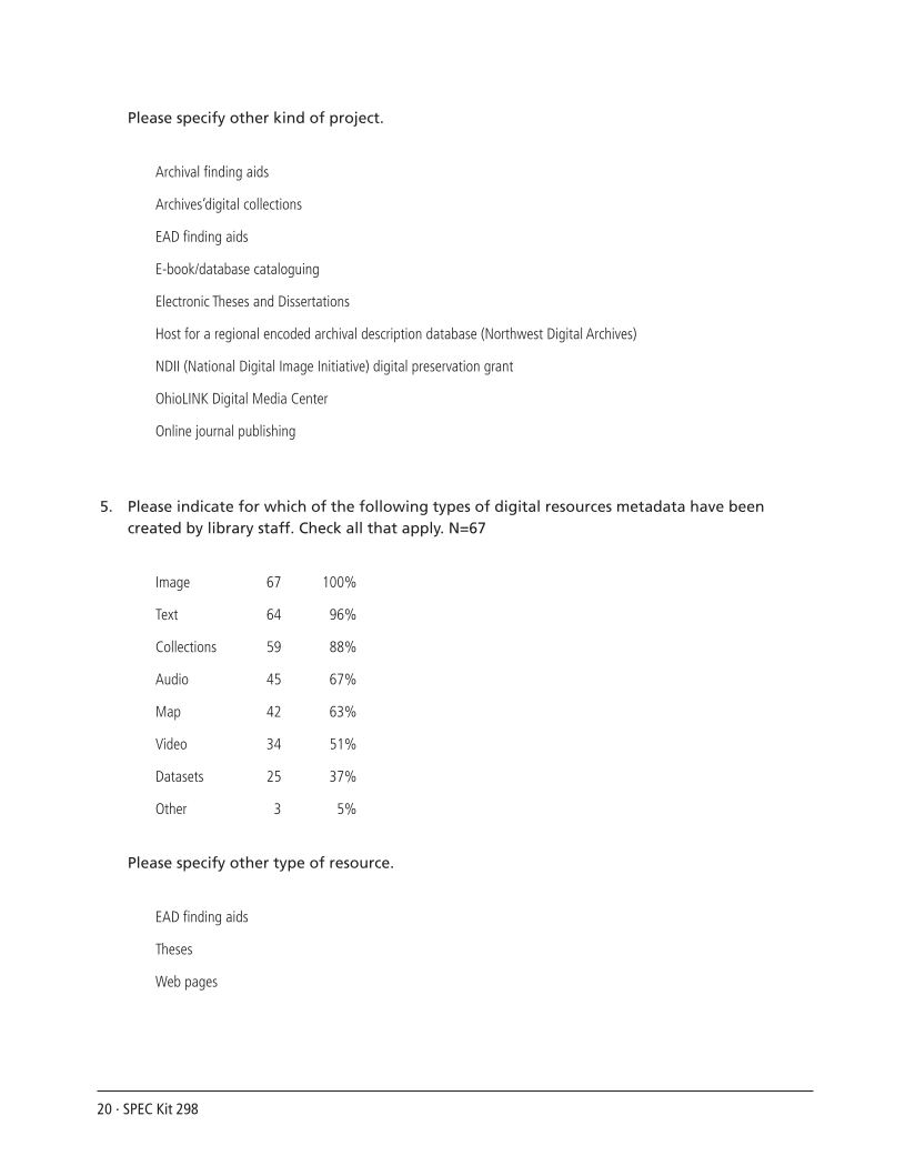 SPEC Kit 298: Metadata (July 2007) page 20