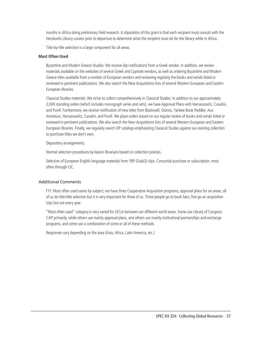 SPEC Kit 324: Collecting Global Resources (September 2011) page 57