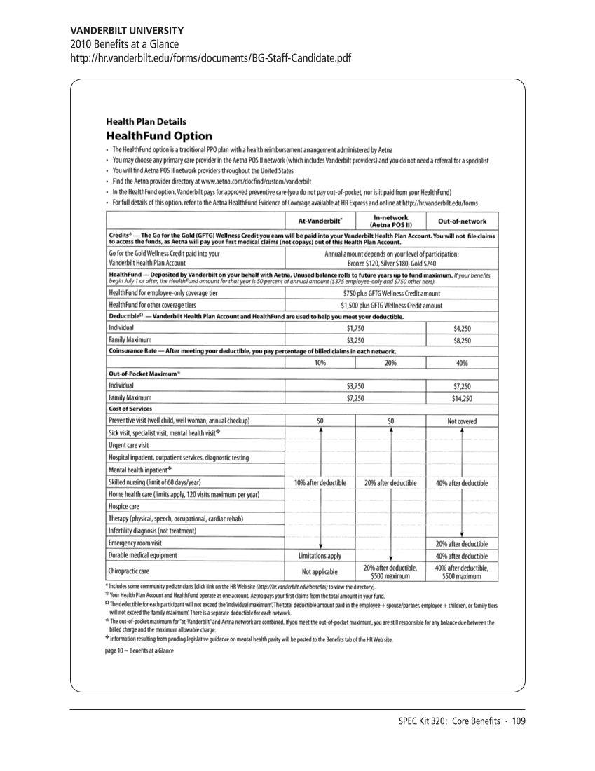 SPEC Kit 320: Core Benefits (November 2010) page 109