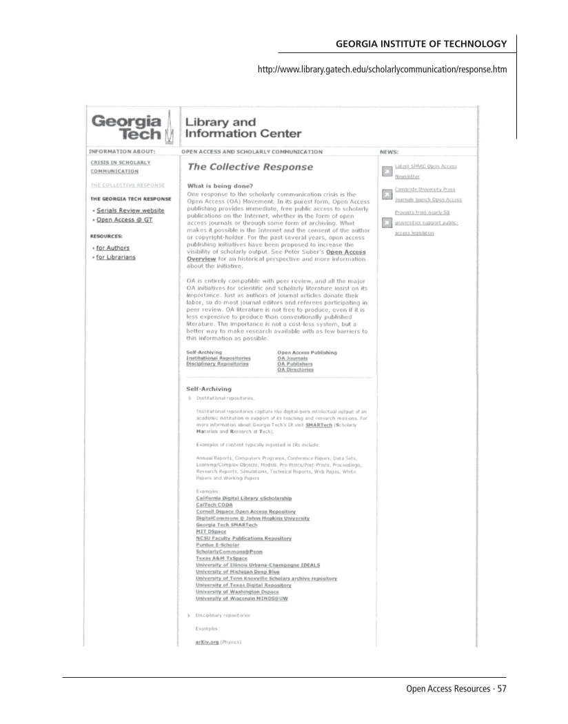 SPEC Kit 300: Open Access Resources (September 2007) page 57