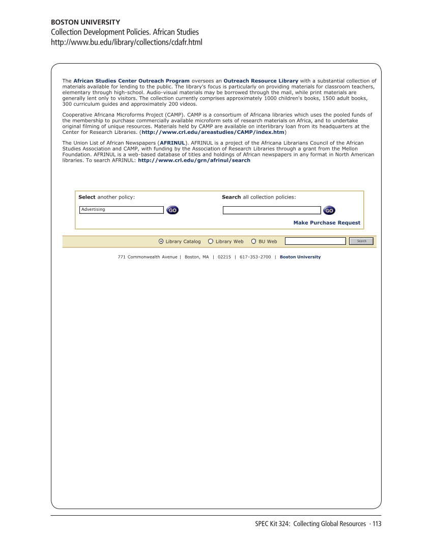 SPEC Kit 324: Collecting Global Resources (September 2011) page 113