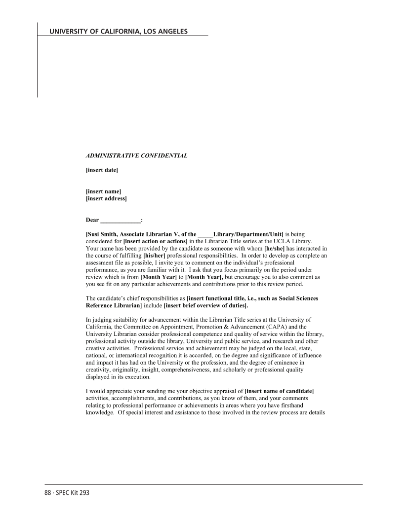 SPEC Kit 293: External Review for Promotion and Tenure (August 2006) page 88