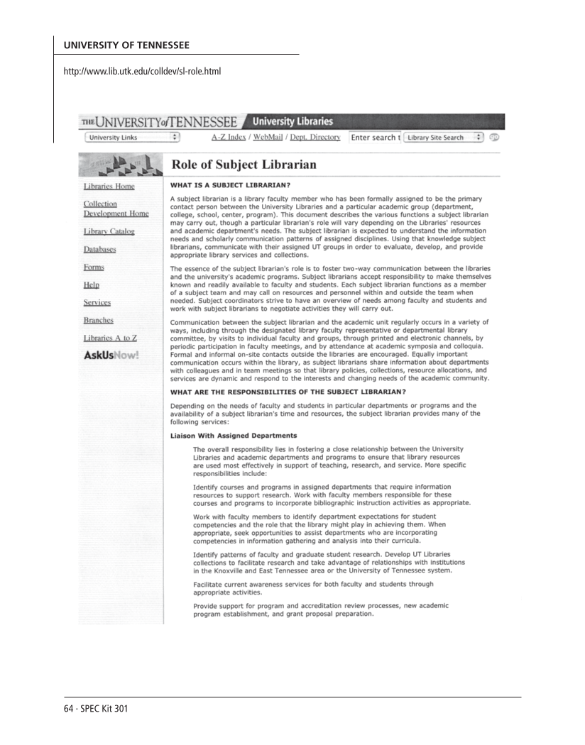 SPEC Kit 301: Liaison Services (October 2007) page 64