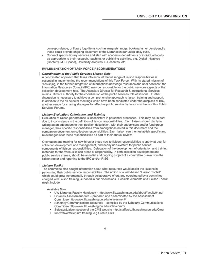 SPEC Kit 301: Liaison Services (October 2007) page 71