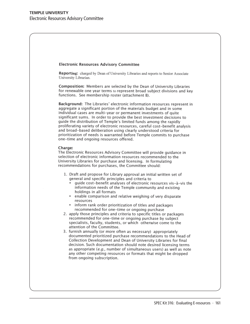 SPEC Kit 316: Evaluating E-resources (July 2010) page 161