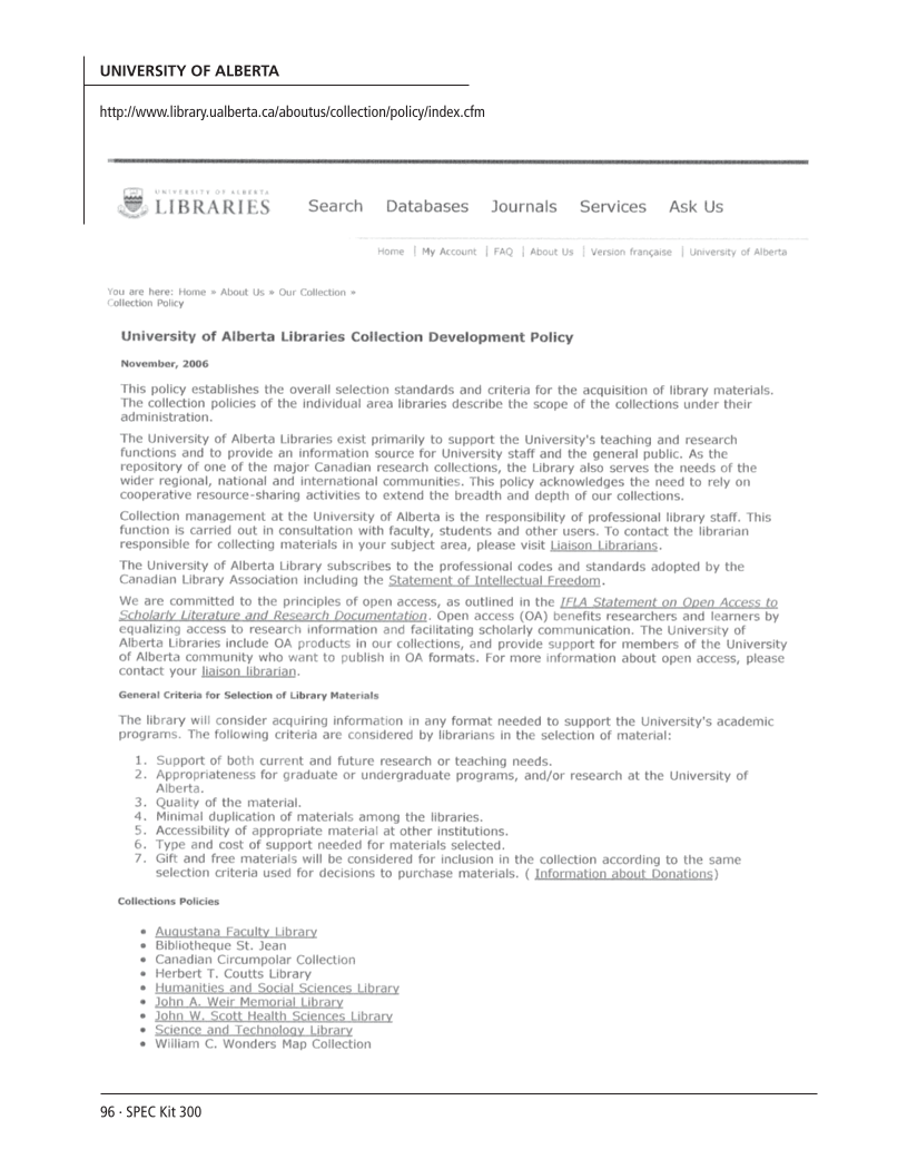 SPEC Kit 300: Open Access Resources (September 2007) page 96