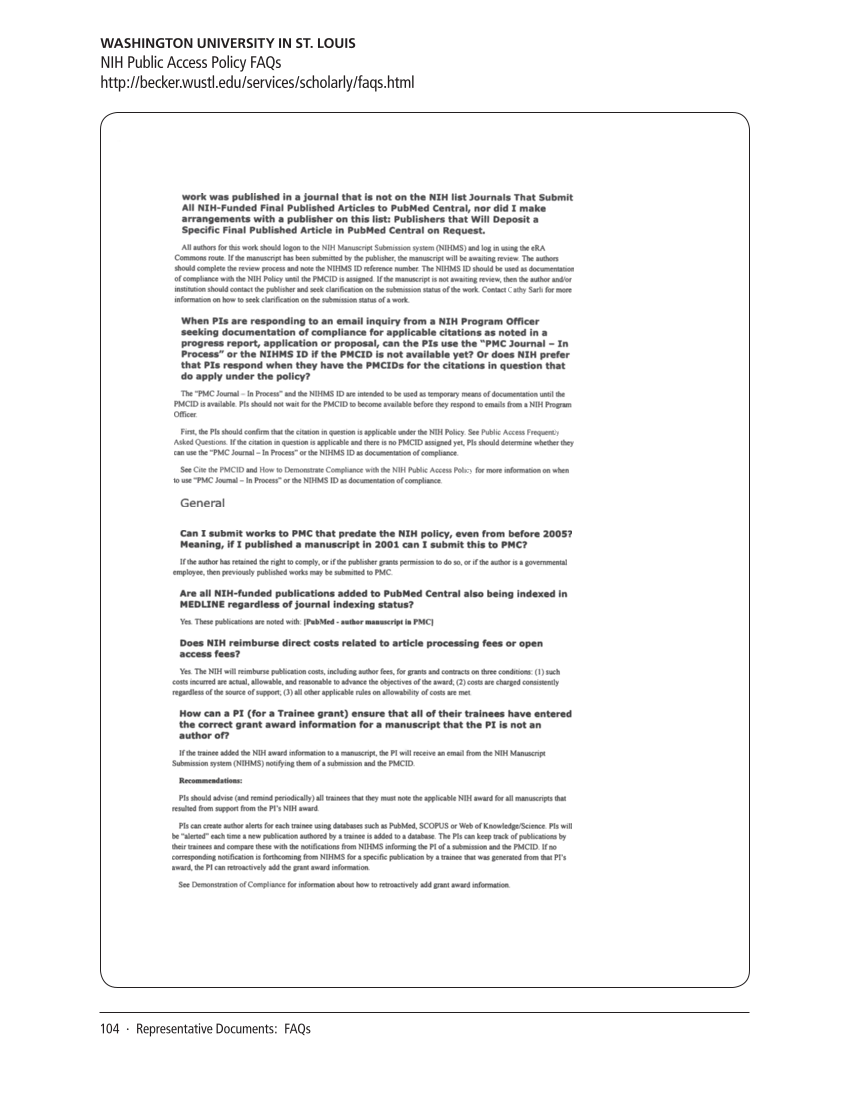 SPEC Kit 311: Public Access Policies (August 2009) page 104