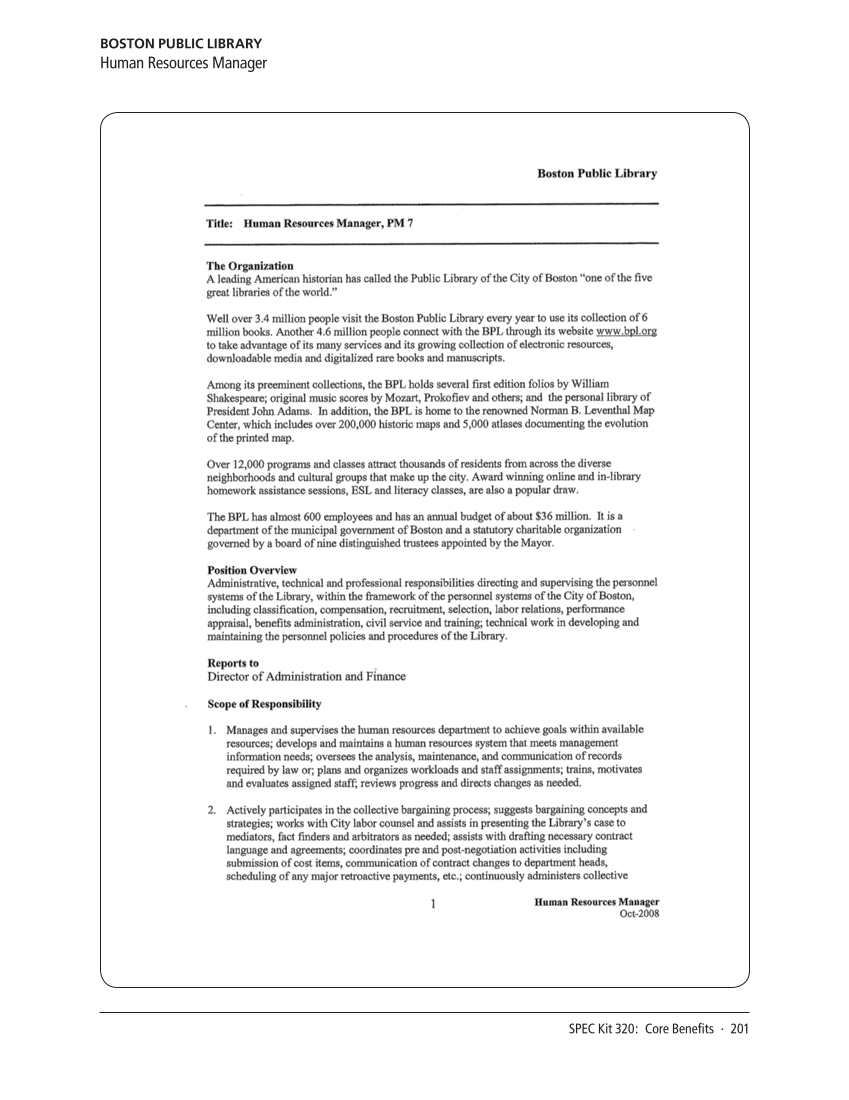 SPEC Kit 320: Core Benefits (November 2010) page 201