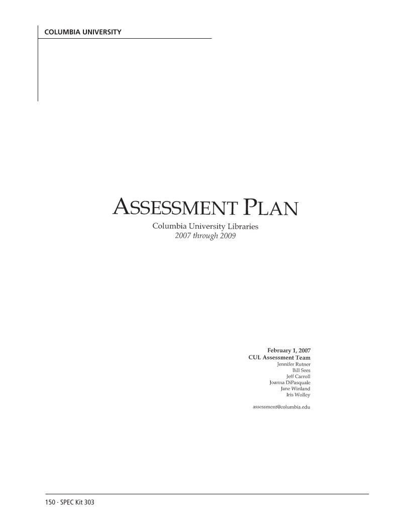 SPEC Kit 303: Library Assessment (December 2007) page 150