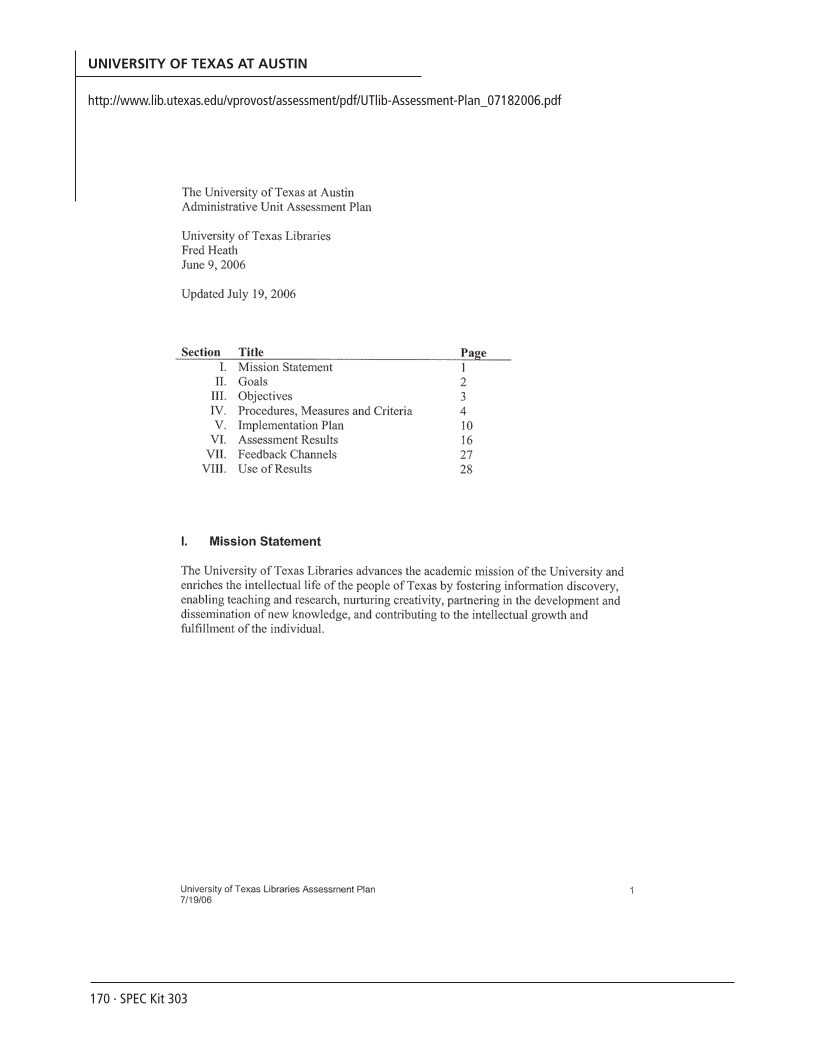 SPEC Kit 303: Library Assessment (December 2007) page 170