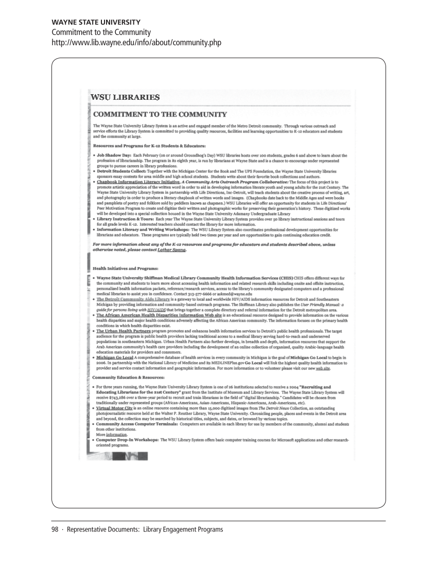 SPEC Kit 312: Public Engagement (September 2009) page 98