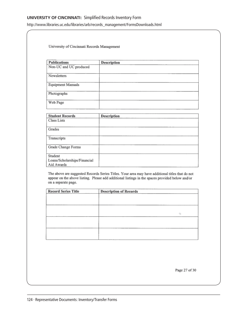 SPEC Kit 305: Records Management (August 2008) page 124