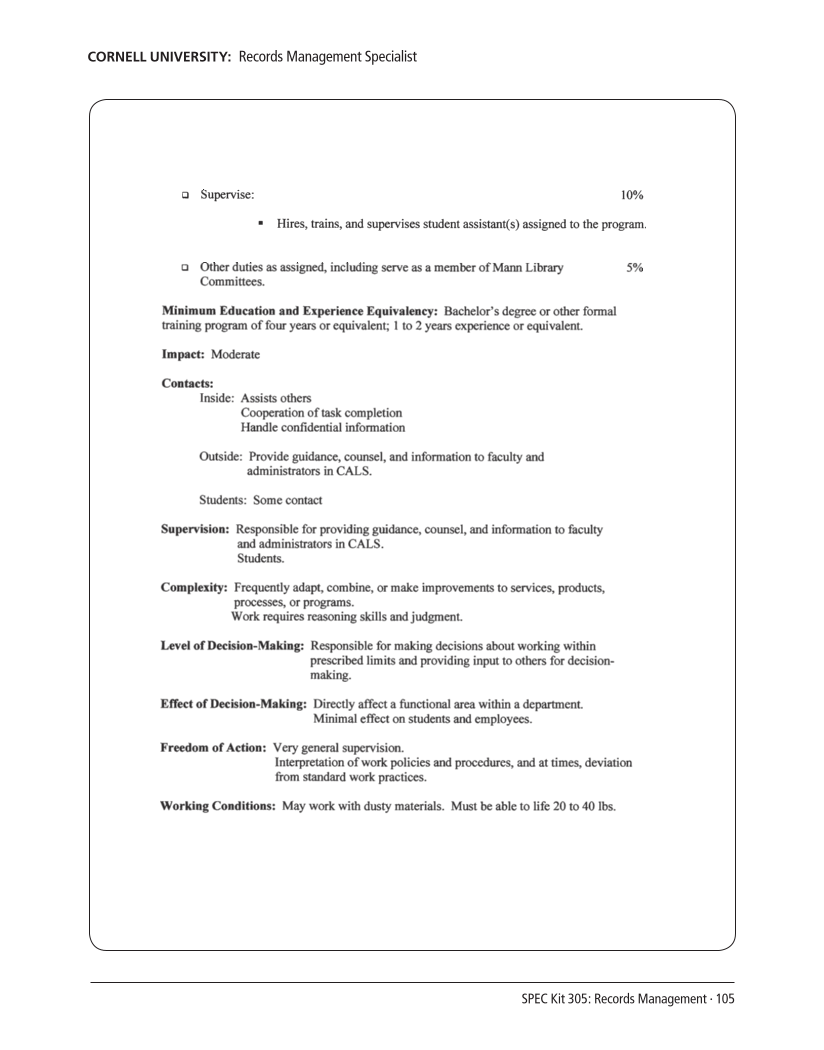 SPEC Kit 305: Records Management (August 2008) page 105