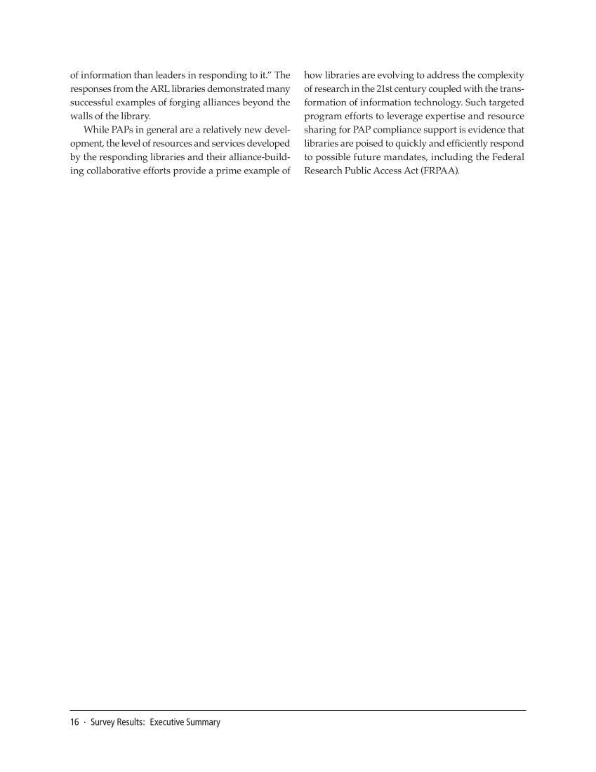 SPEC Kit 311: Public Access Policies (August 2009) page 16