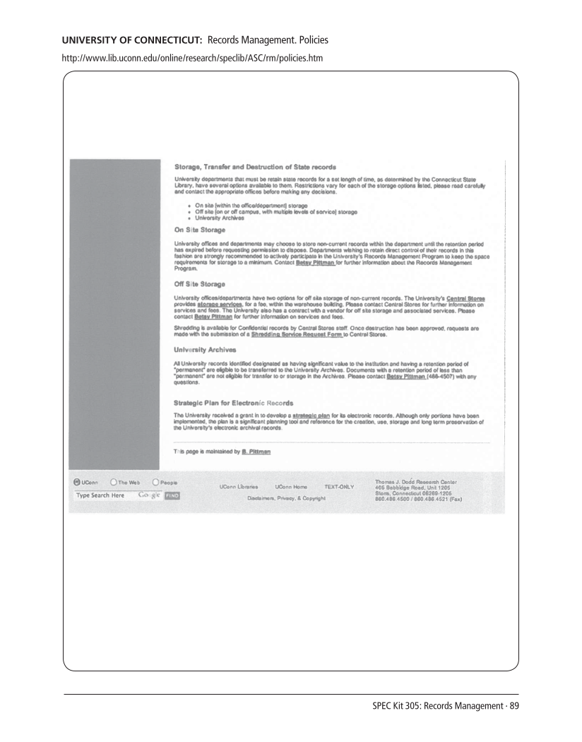 SPEC Kit 305: Records Management (August 2008) page 89