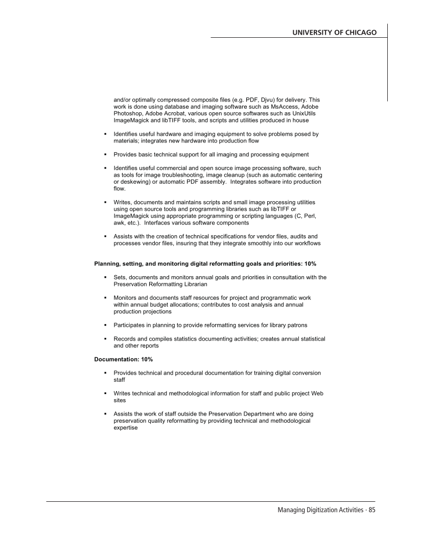 SPEC Kit 294: Managing Digitization Activities (September 2006) page 85