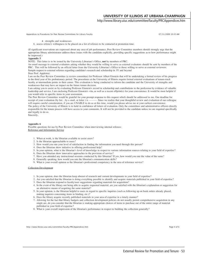 SPEC Kit 293: External Review for Promotion and Tenure (August 2006) page 53