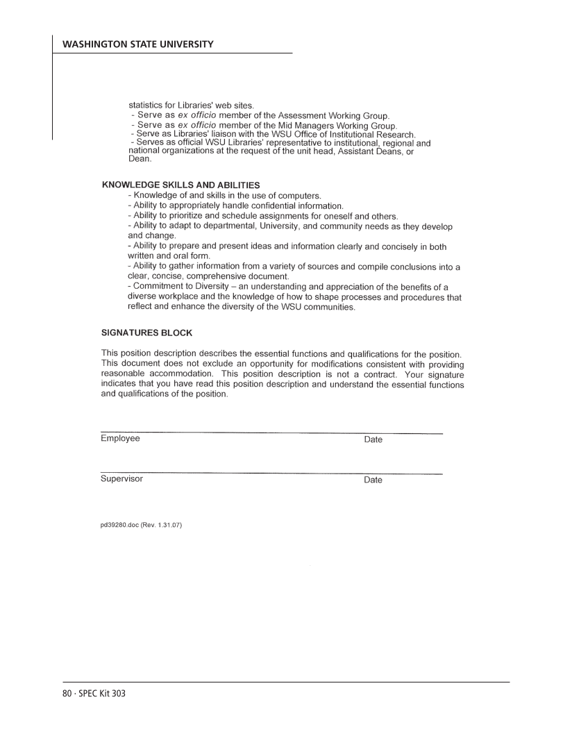 SPEC Kit 303: Library Assessment (December 2007) page 80